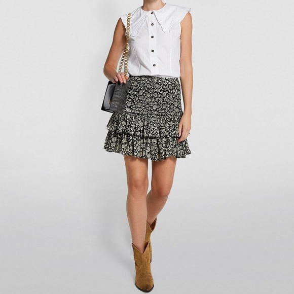 Isabel Marant Etoile Naomi Smocked Floral Printed Ruffle Mini Skirt - Picture 3 of 7